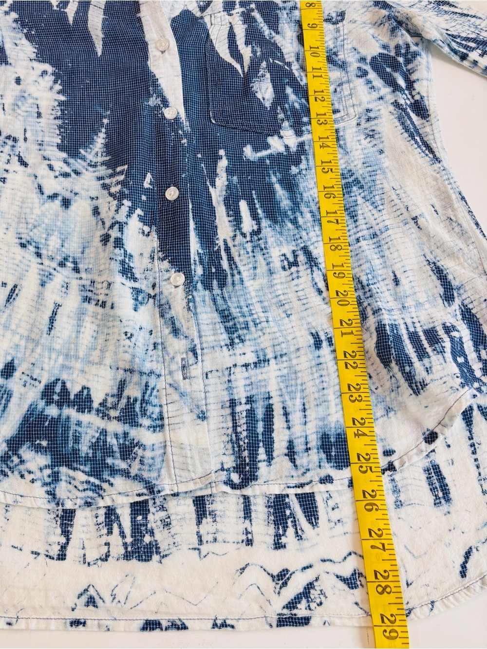 Cloth & Stone Blue White Abstract Print Button Down Shirt Sz S Boho Beach - Picture 5 of 6